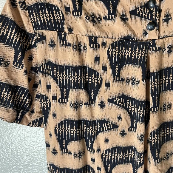 Anthropologie Maeve Zola Bear Print Shift Dress Pink & Black Animal Print Size 0 - Picture 12 of 12